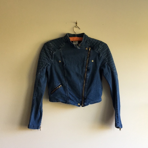 H&M Jackets & Blazers - H&M Denim Moto Jacket